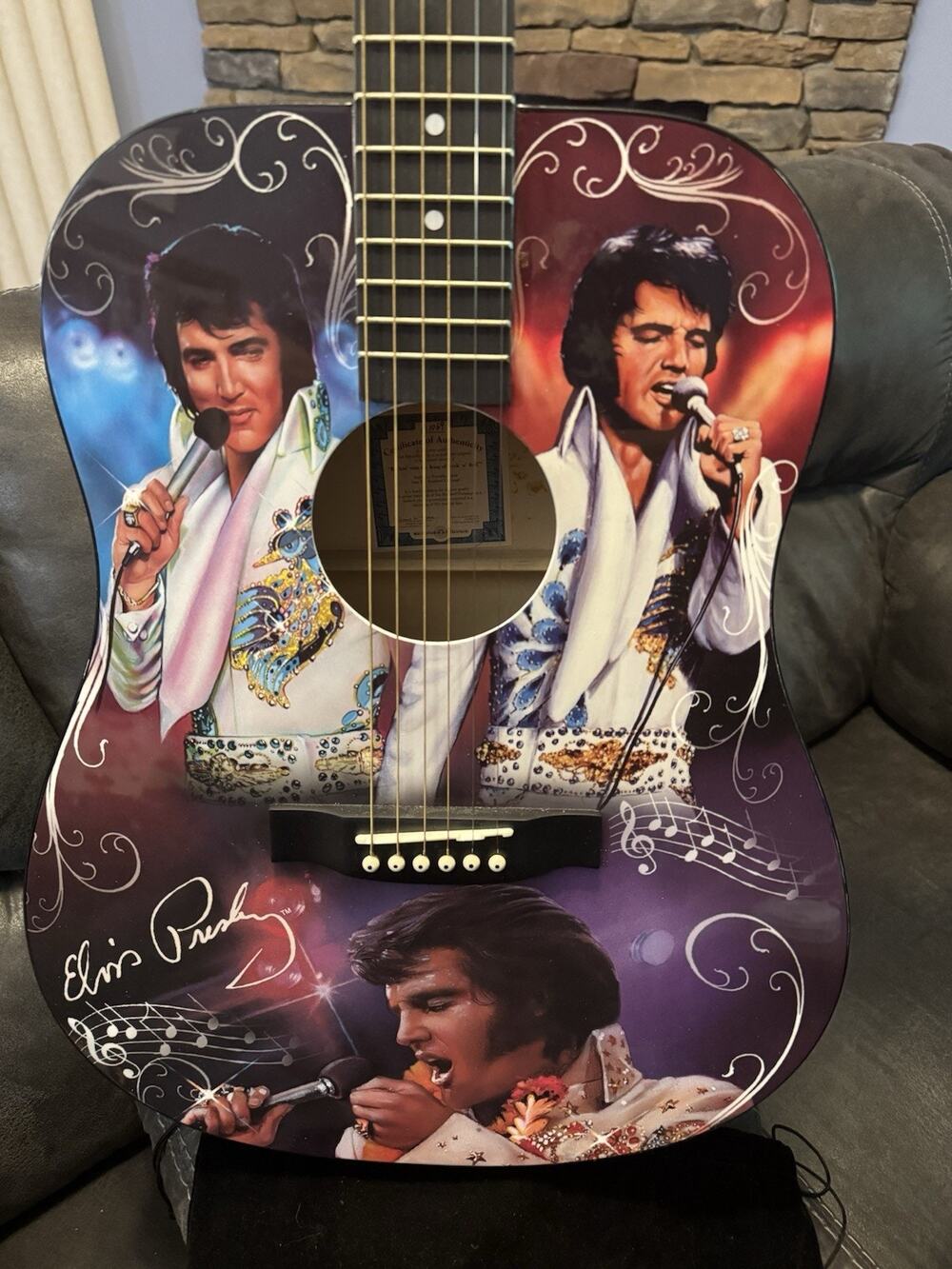 ELVIS “Rockin’ with the King of Rock ’n’ Roll” FULL SIZE Acoustic Guitar w/COA